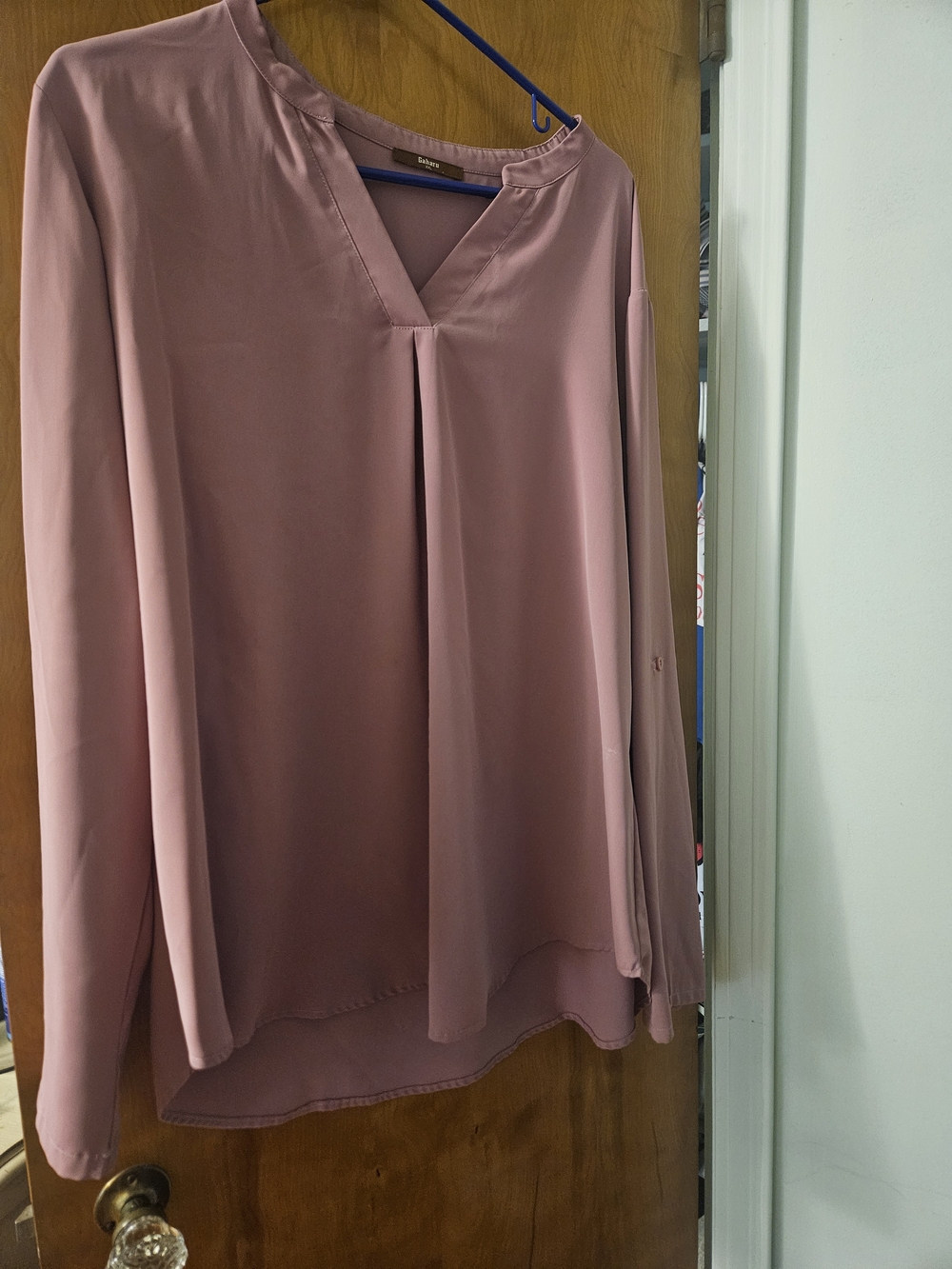 Charming Dusty Rose V-Neck Pleat Blouse - Unbranded